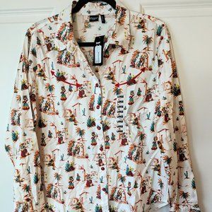 Cruel Denim Women's Long Sleeve Deep Down South Snap Shirt Size Large NWT